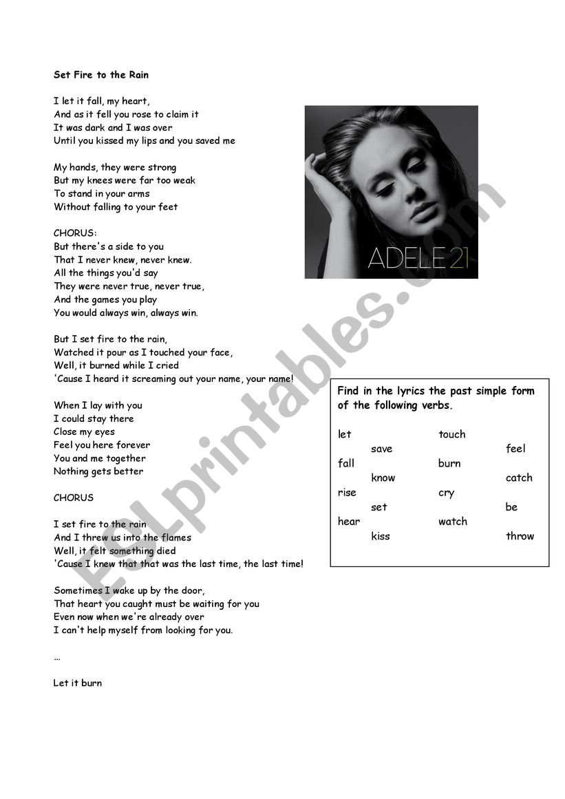 set fire tp the rain worksheet