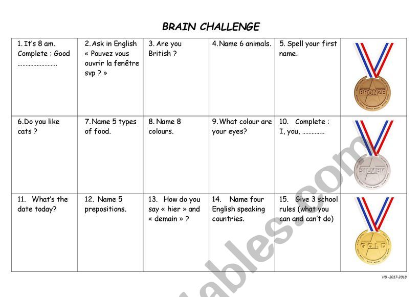 brain challenge back to school