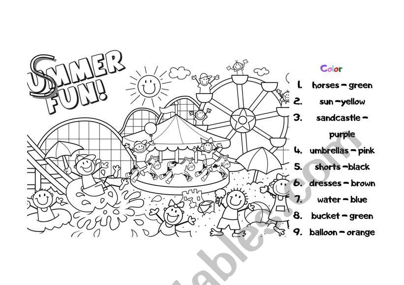 Summer colouring worksheet