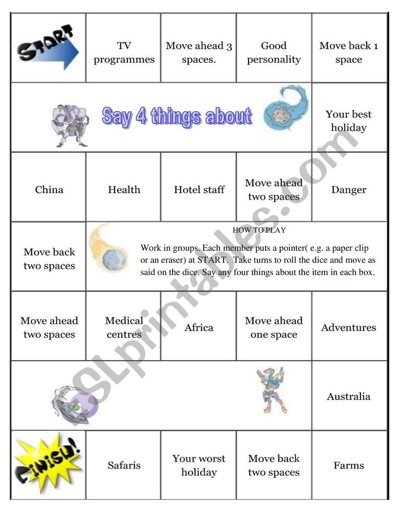 Say Four Things about worksheet