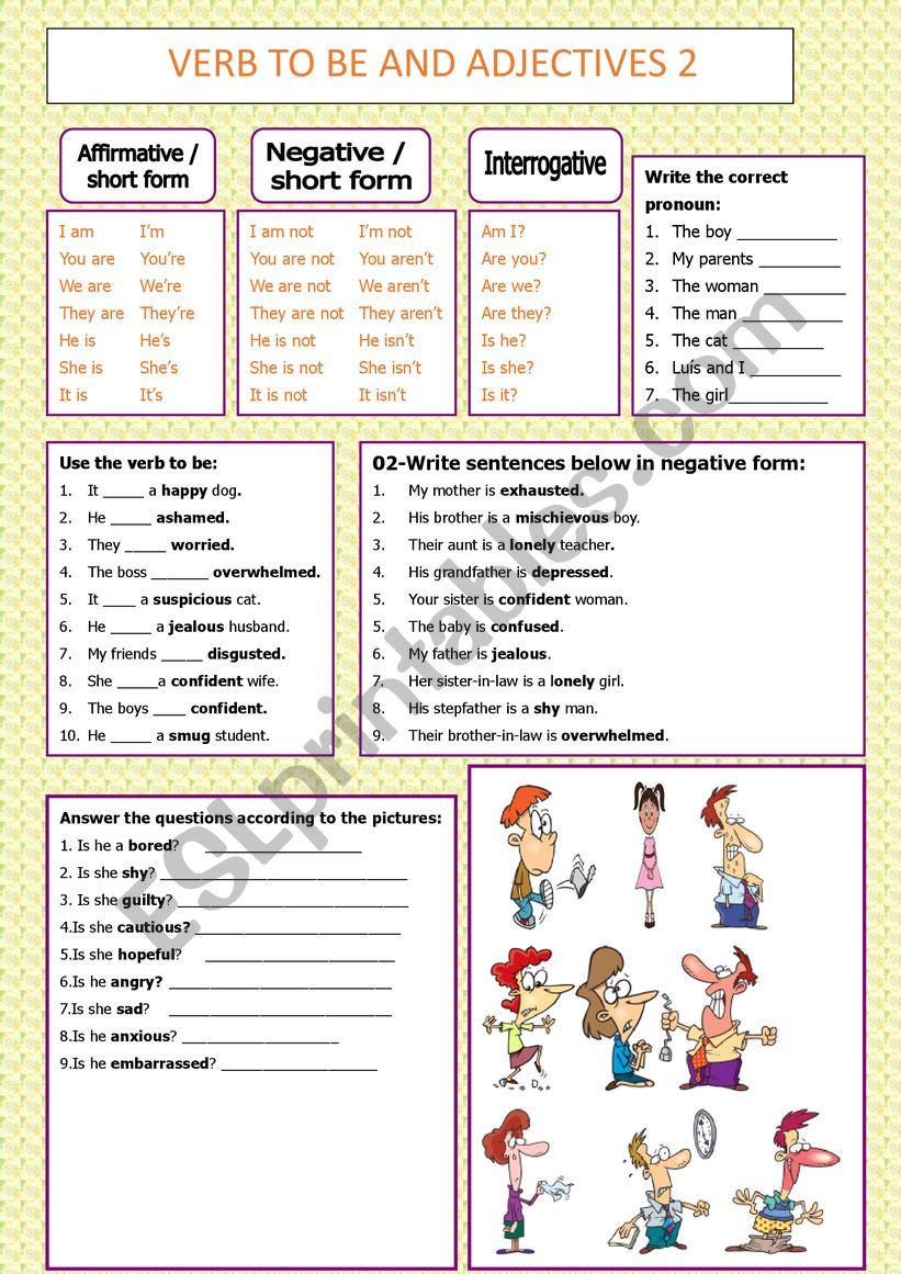 SIMPLE WORKSHEET ABOUT  VERB TO BE AND ADJECTIVES 2