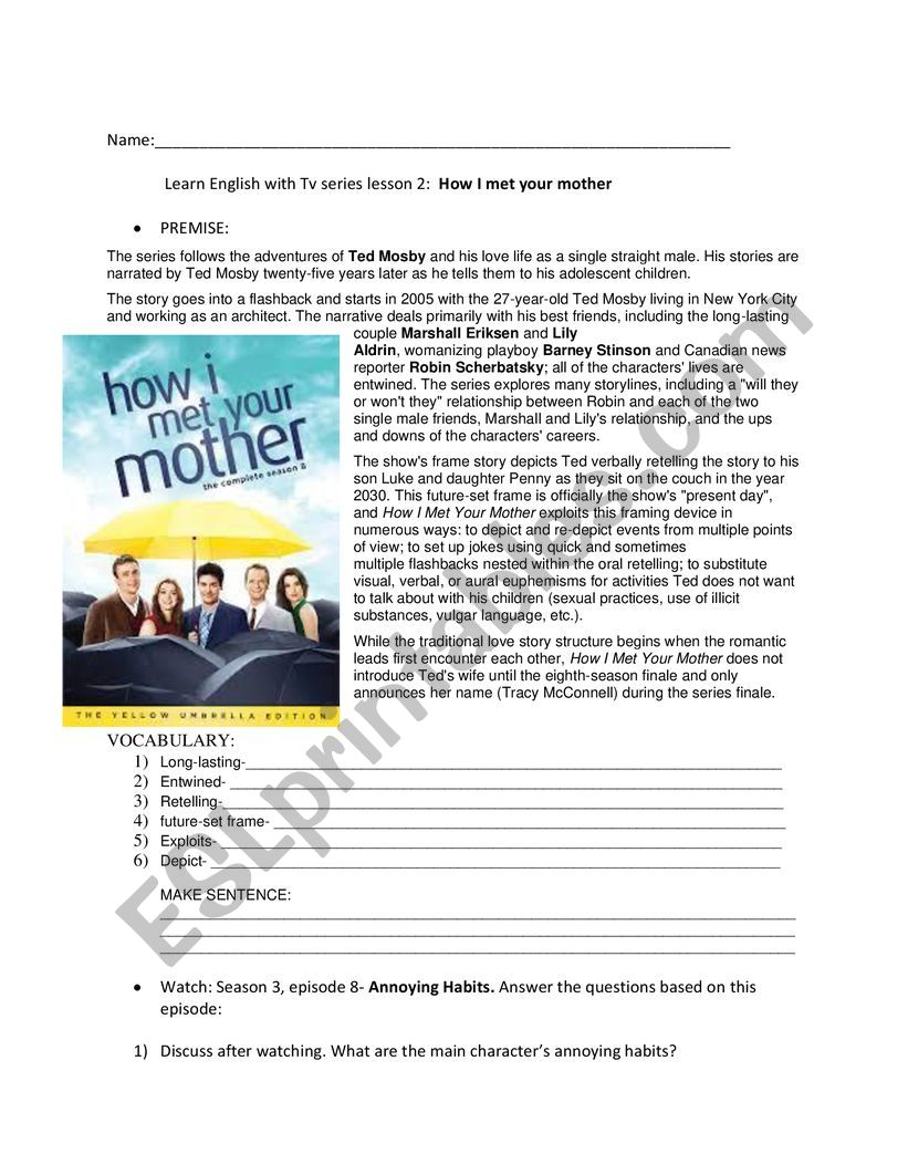 learn english with tv series  worksheet