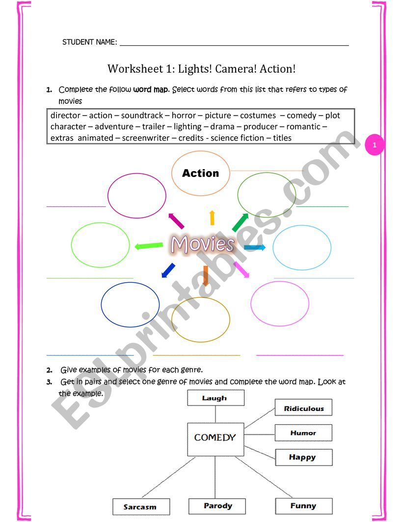 Lights, Camera & Action  worksheet
