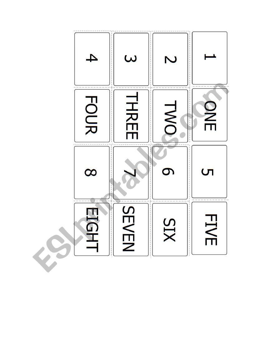 numbers memory game worksheet