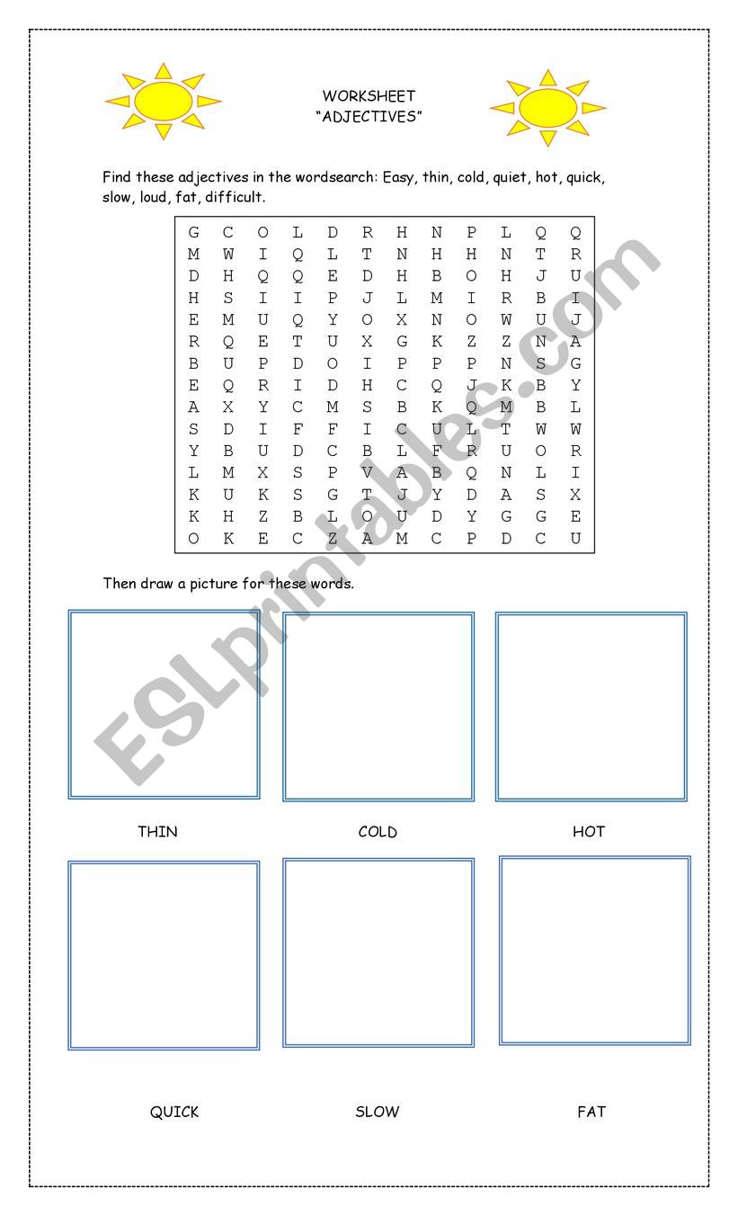 Adjectives worksheet