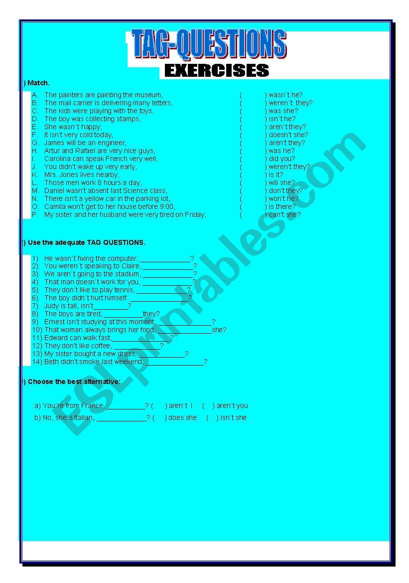 TAQ QUESTIONS worksheet