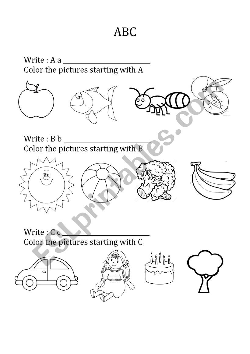 ABC letters worksheet