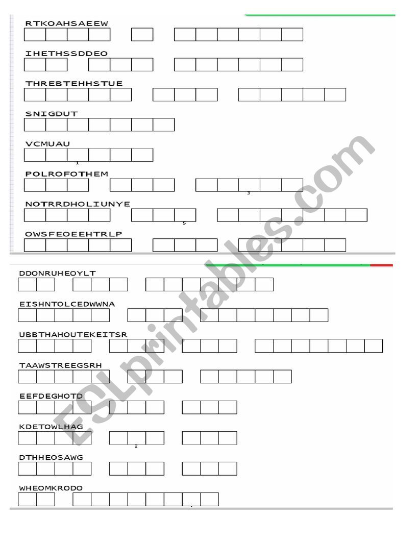 CHORES worksheet