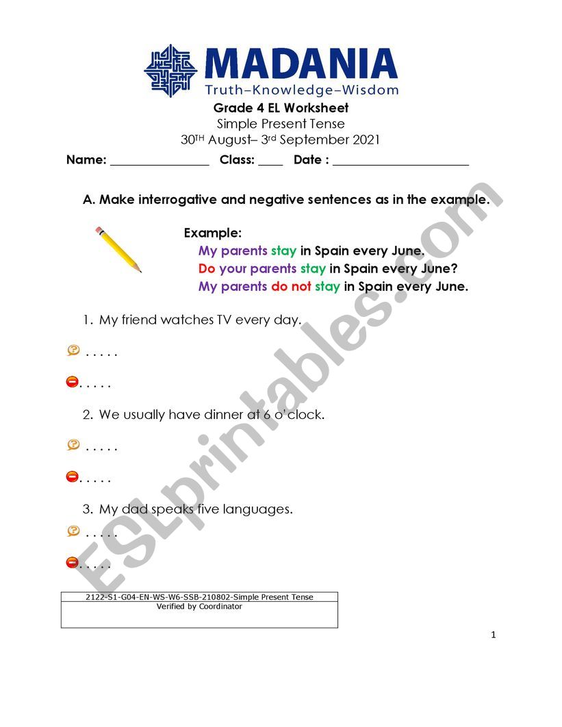 Simple Present Tense worksheet