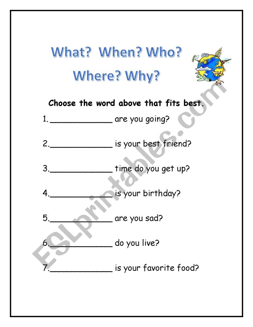 Wh question worksheet