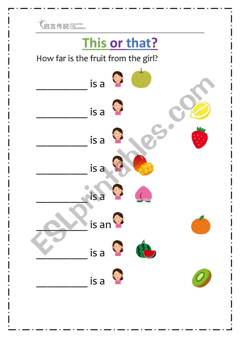 This or That? (How far is the fruit from the girl?)