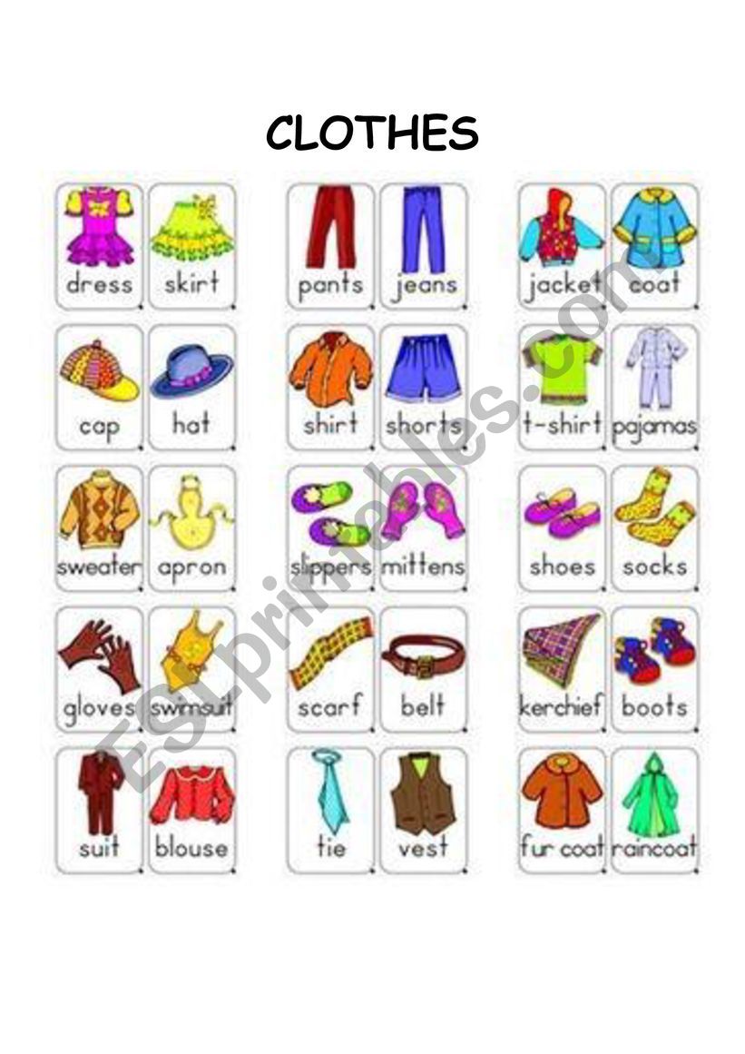 Vocabulary about clothes  worksheet