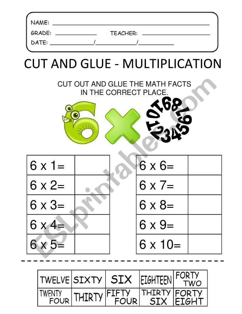 MULTIPLICATION FACT 6 worksheet