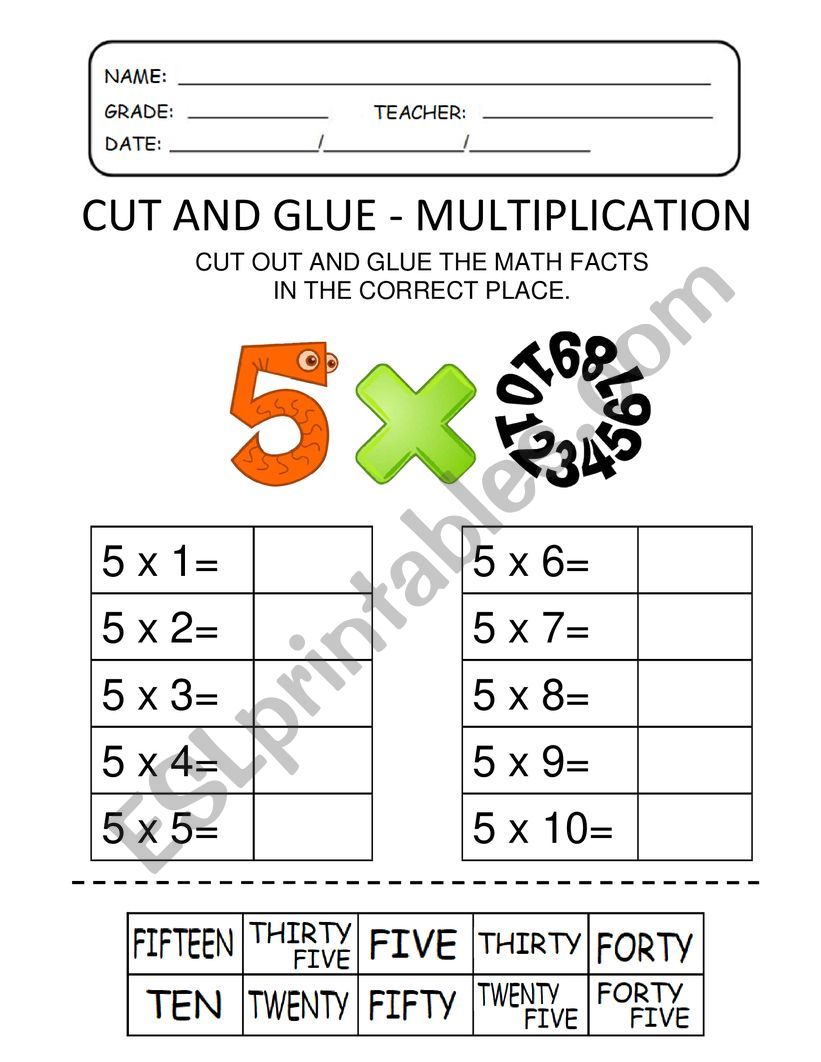 MULTIPLICATION FACT 5 worksheet