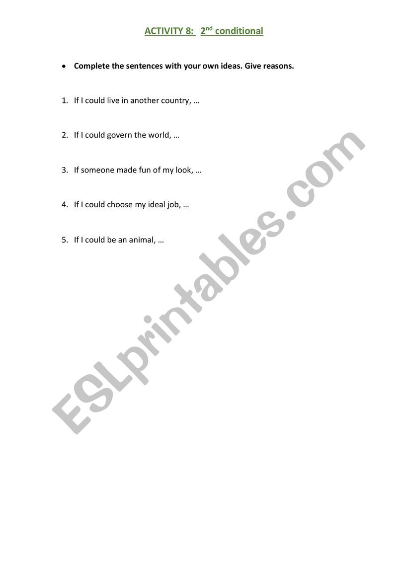 2nd conditional worksheet