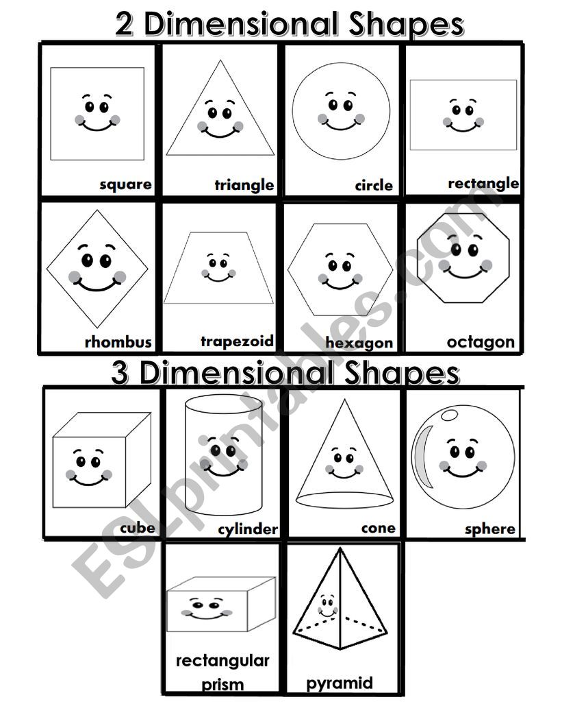2D and 3D shapes worksheet