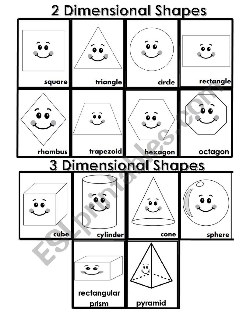 2D and 3D shapes worksheet