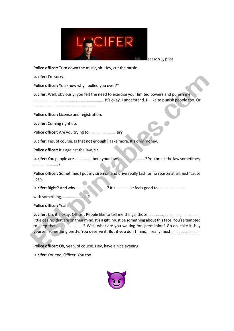 Lucifer - pilot worksheet