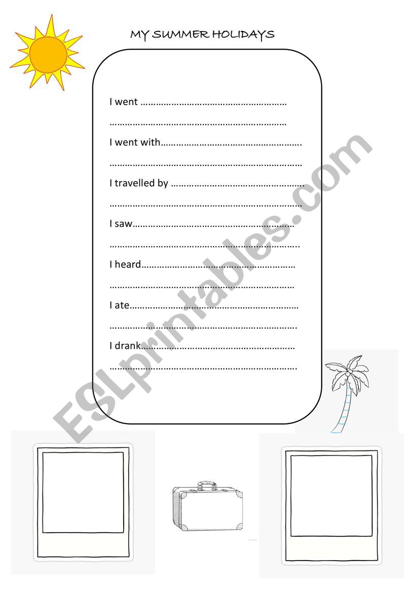 My summer holidays worksheet