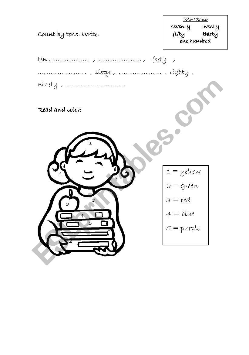 count by tens worksheet