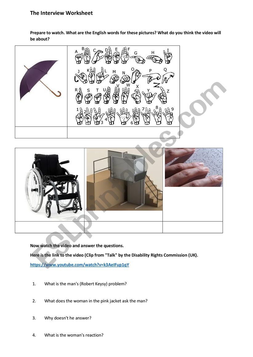 The Interview worksheet