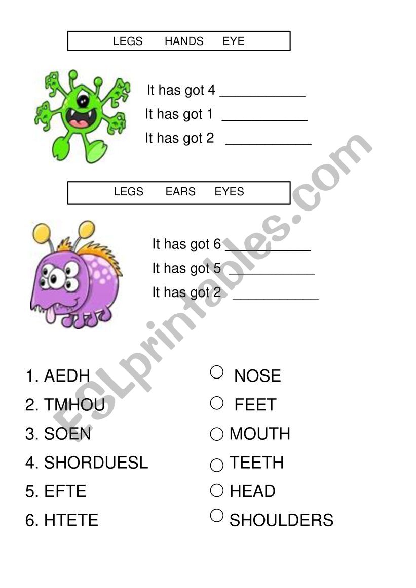 Body worksheet