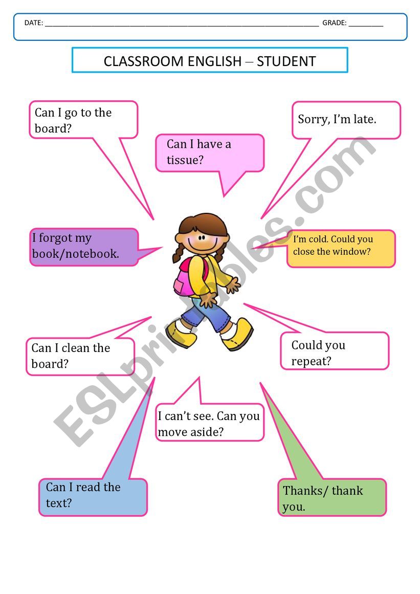 CLASSROOM ENGLISH worksheet