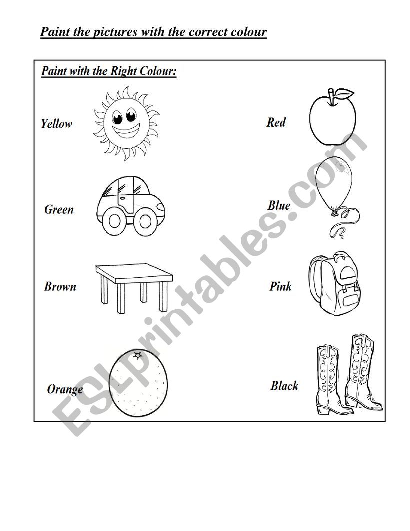 COLOURS worksheet