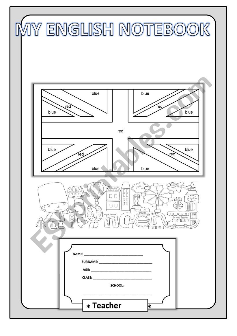 notebook cover worksheet