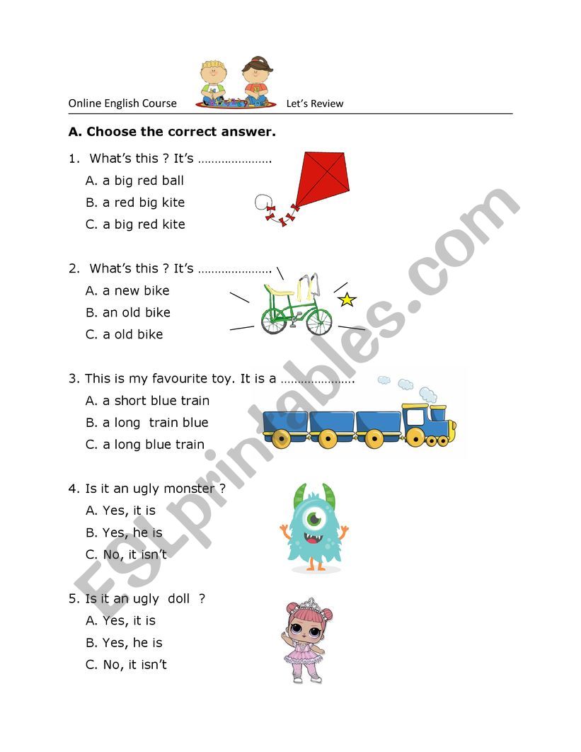 Review on TOYS worksheet