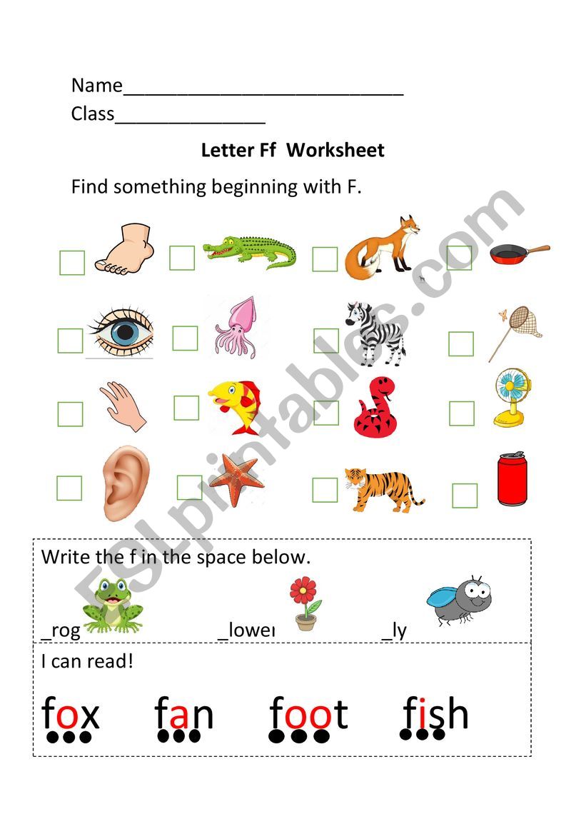 Letter /F/ Sound  worksheet