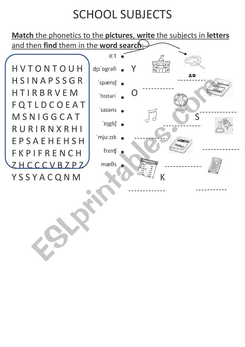 School Subjects worksheet