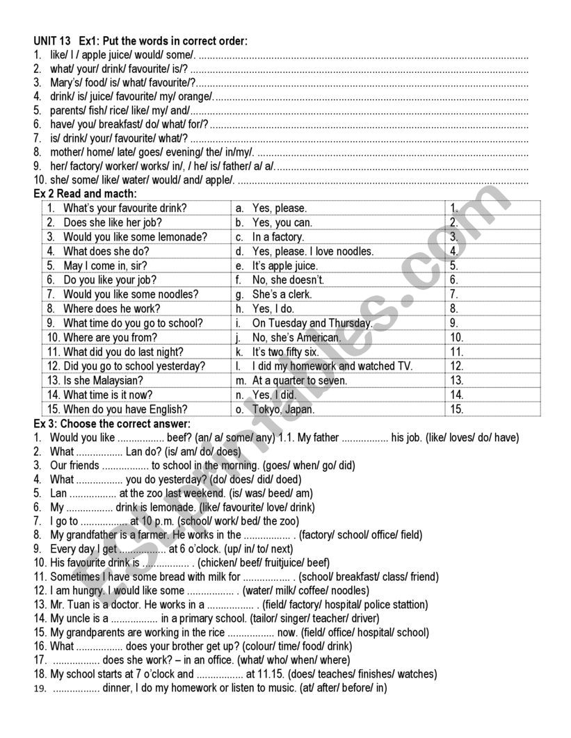 Present Simple Exercies worksheet