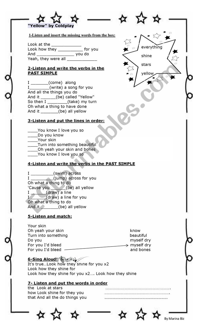 Yellow- colplay worksheet