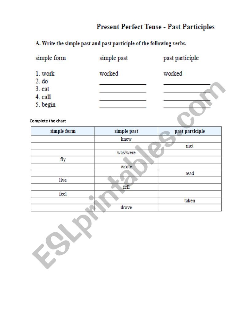 Present Perfect worksheet
