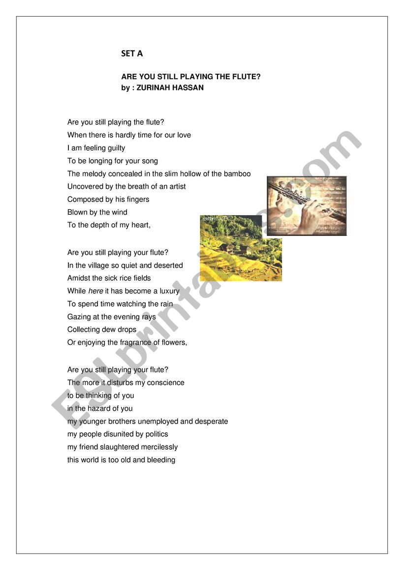 ASIAN POEM PRACTICE worksheet