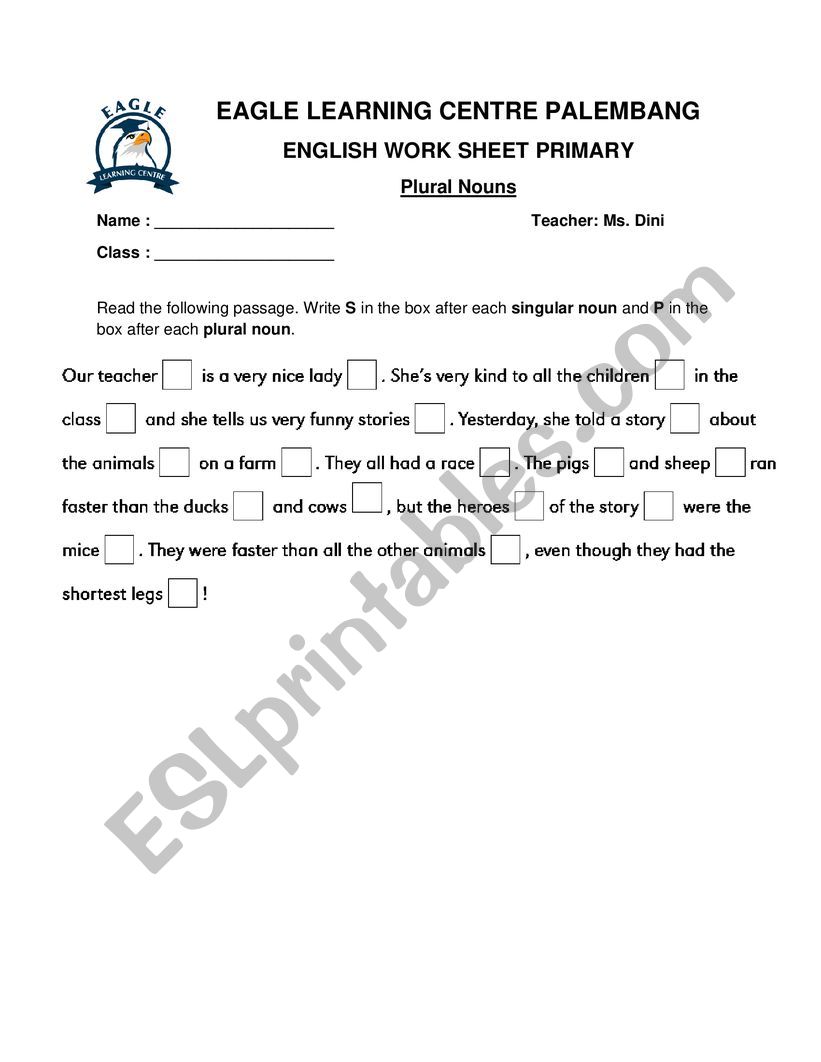 plural noun worksheet