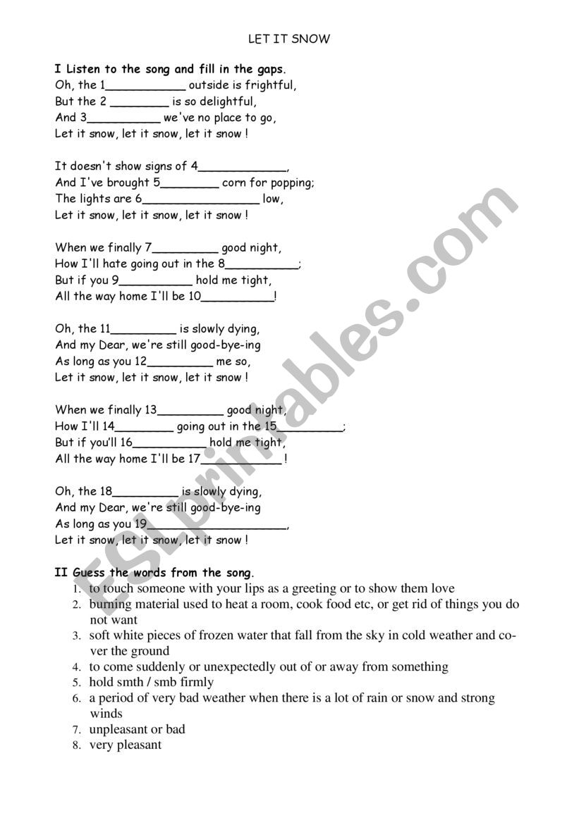 Let It Snow worksheet