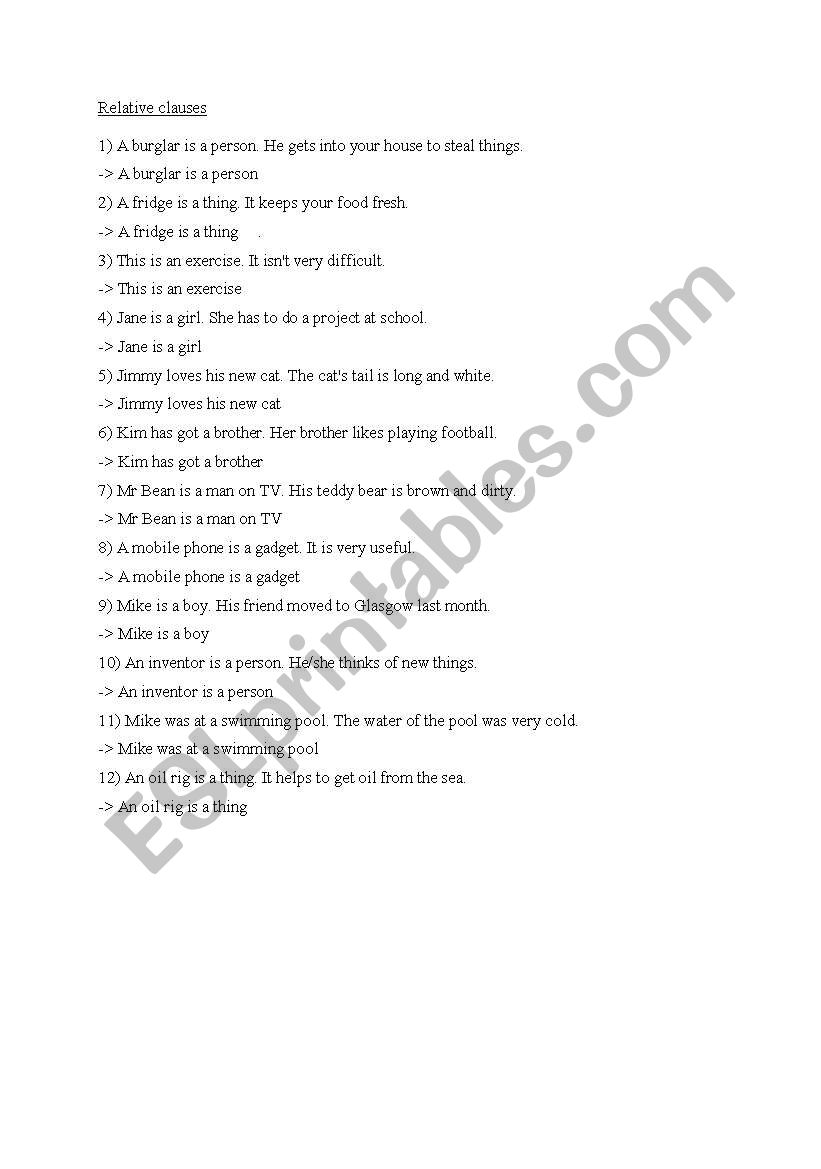 Relative Clauses - who, which, whose Relative Clauses - who, which, whose