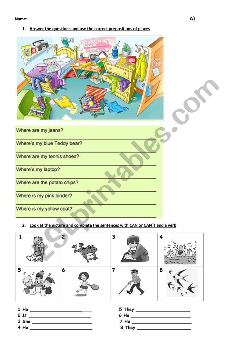 test for 5th grade worksheet