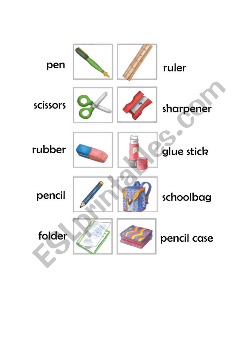 school things worksheet