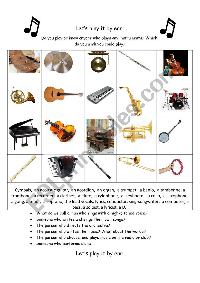 Music vocabulary  worksheet