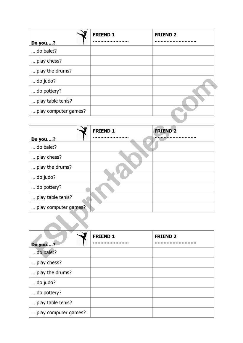 Do you...? worksheet