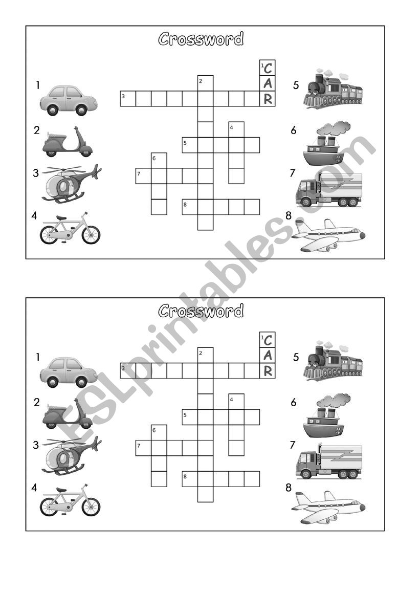 Crossword Means of Transport worksheet