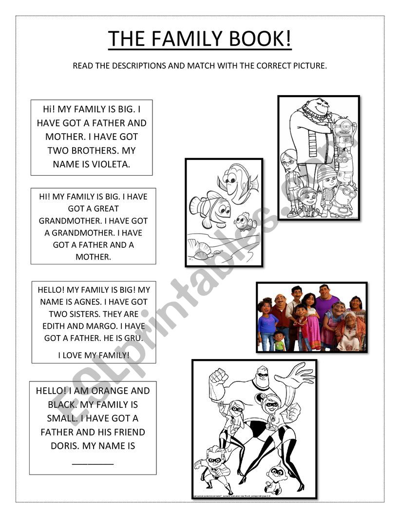 Family members worksheet