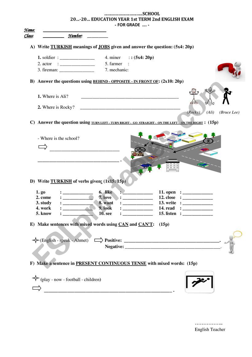 exam for grade 6 worksheet