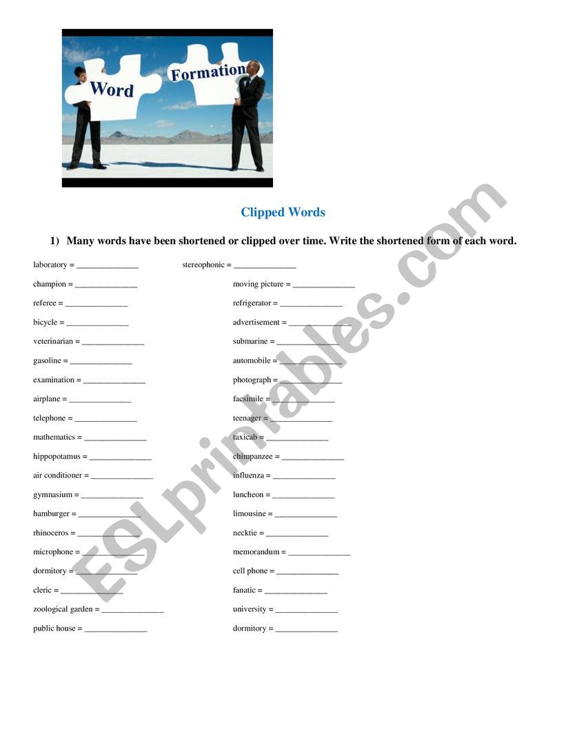 word formation worksheet
