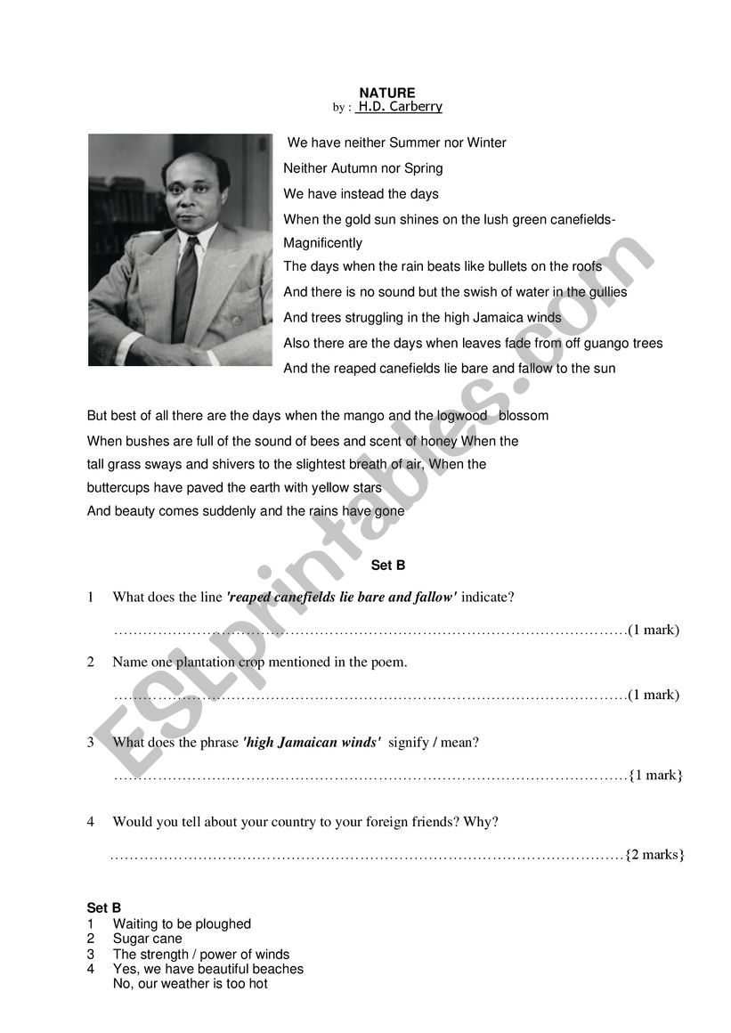 POETRY PRACTICE NATURE worksheet