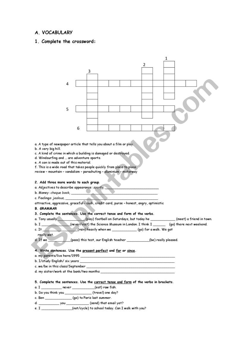 back to school revision worksheet