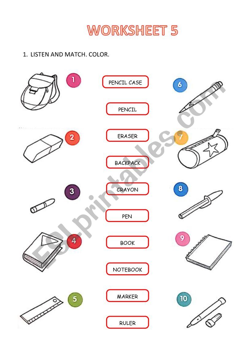 SCHOOL OBJECTS worksheet